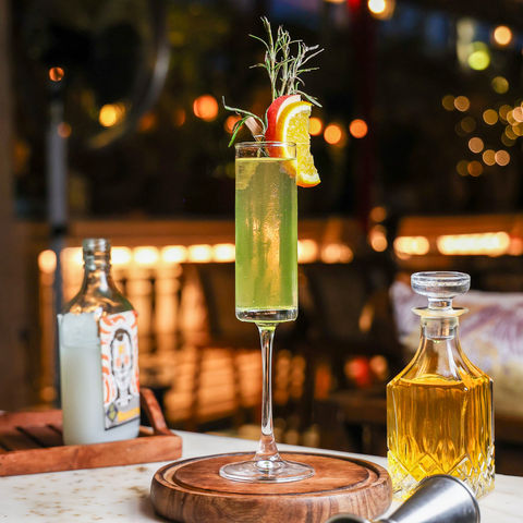 Cocktail lit for the Kayko Terrace Cafe bar menu